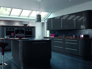 Italian ultra modern high gloss graphite-kitchen centre liverpool